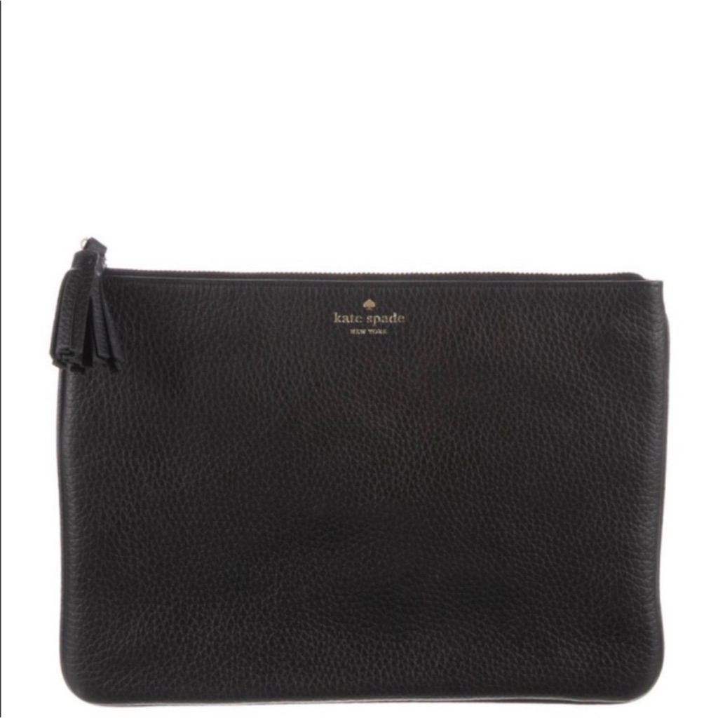 Nwt! Kate Spade Black Leather Clutch